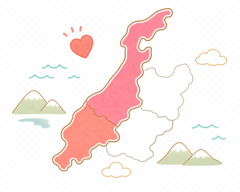 石川県を中心に福井県・能登エリアに対応する地図イラスト